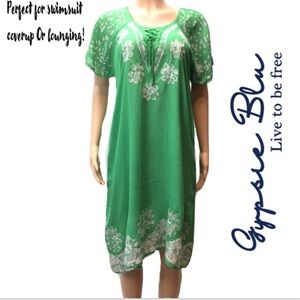 Gypsie Blu Green Floral Swimsuit Coverup Dress